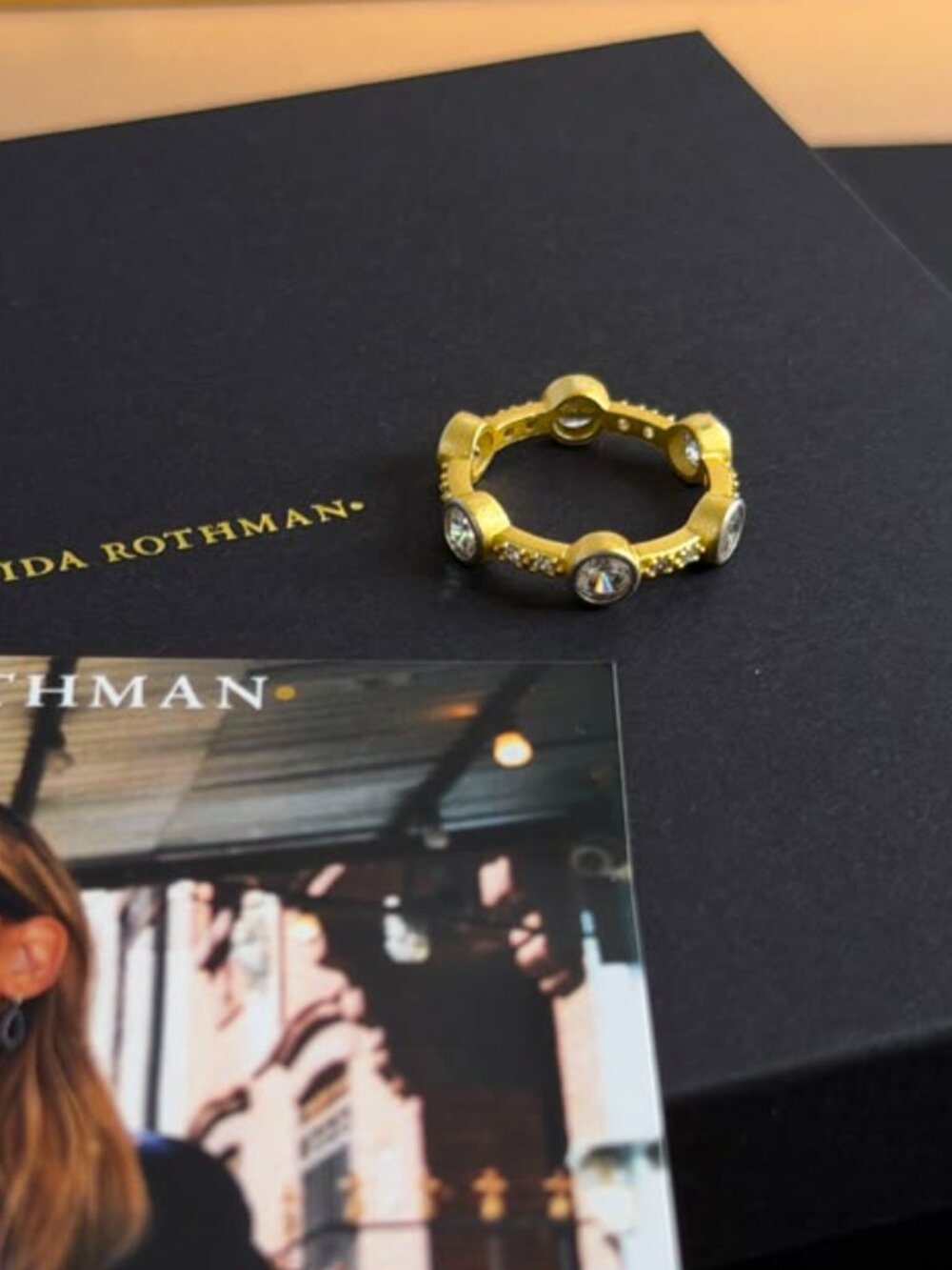 FREIDA ROTHMAN - Starry Night - Gold - Stackable Ring Size 8